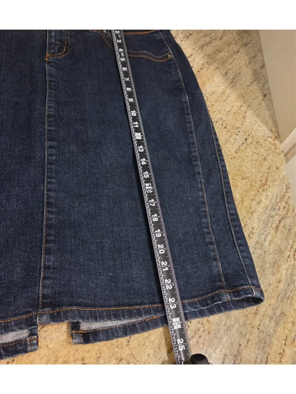 Venezia Lane Bryant Size 16 Stretch Denim Midi Skirt Medallion Pocket Side Panel